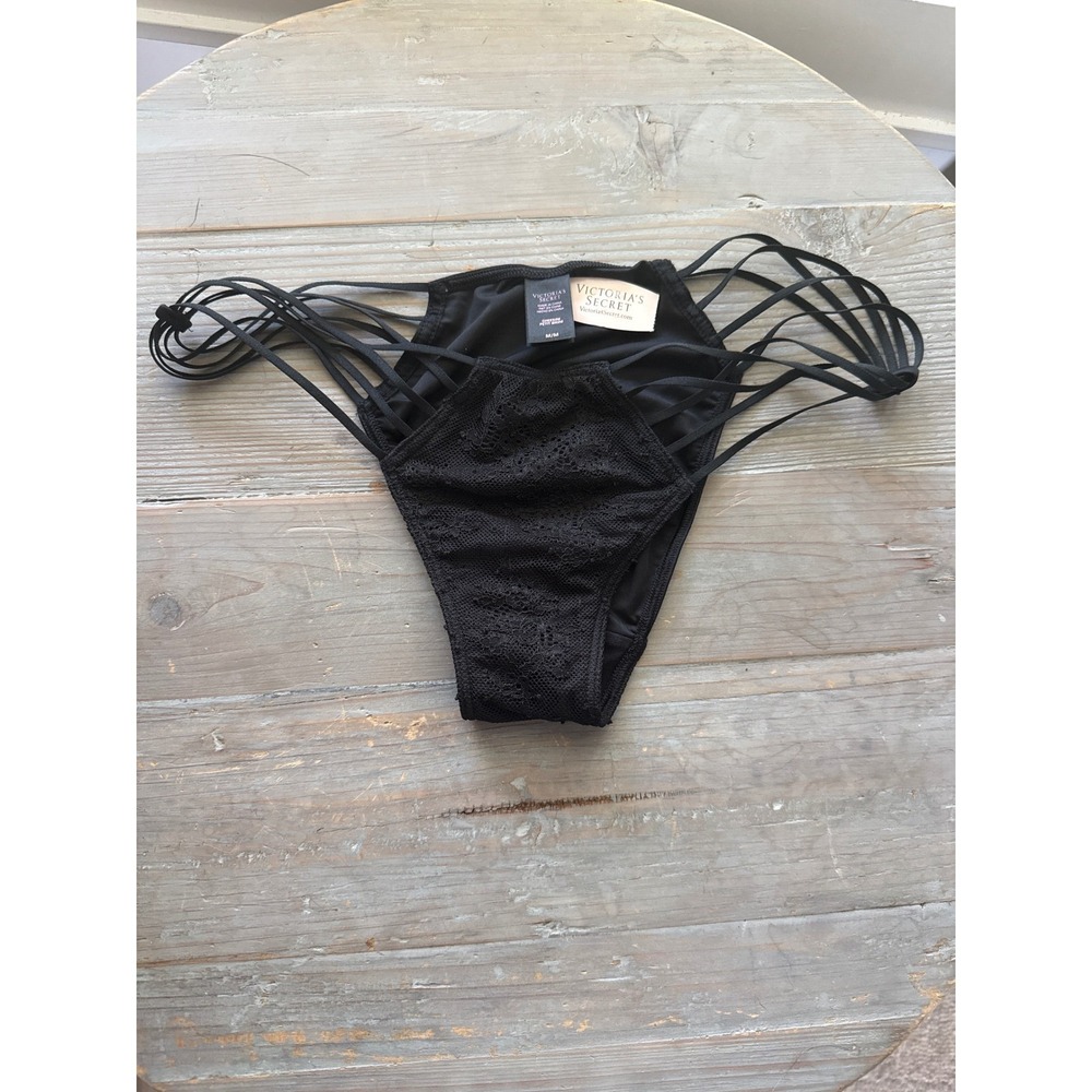 Vtg Victoria's Secret RARE 2014 Satin Lace Stripy Cheekini Bikini Panty Med NWT